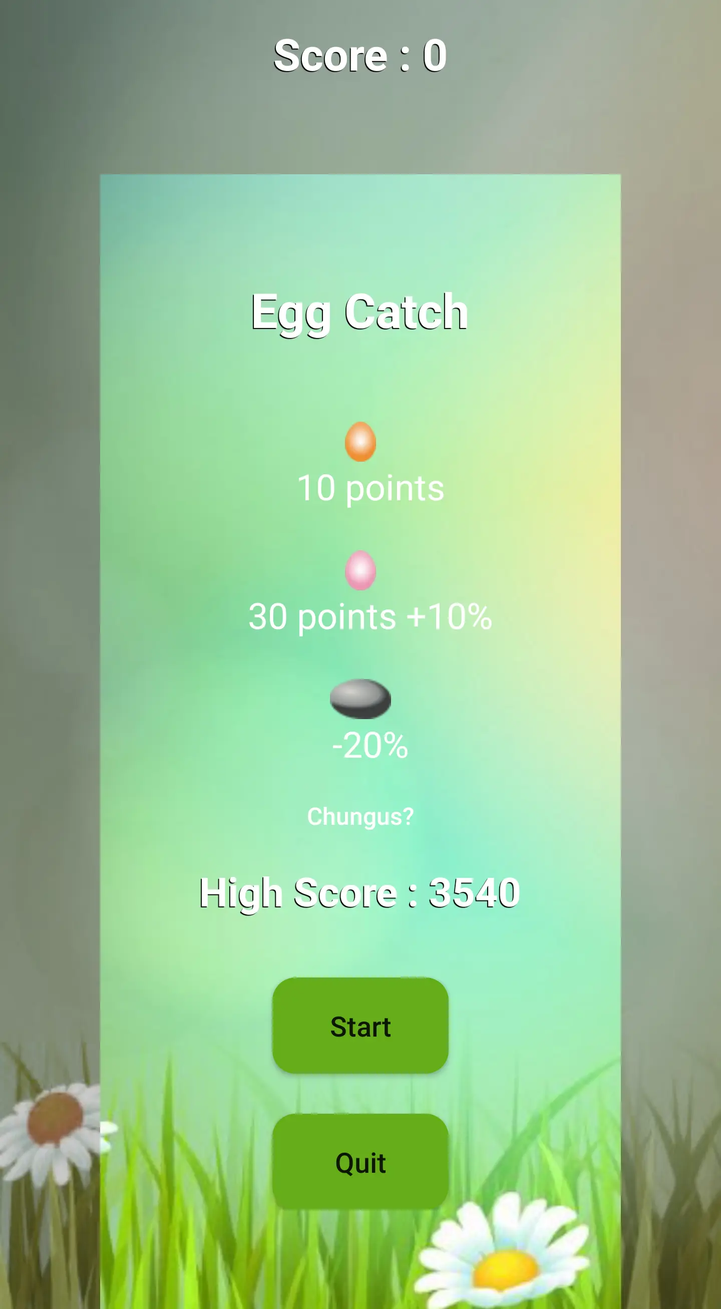 Egg Catch Game Main Interface